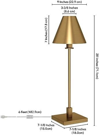 Henn&Hart 28" Modern 1-Light Table Lamp, Gold - Image 7