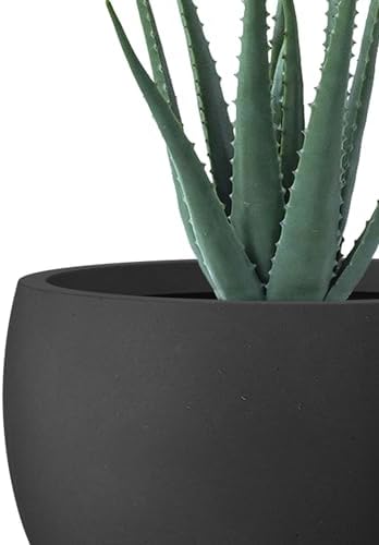 Kante Accent Round Bowl Black Concrete Planter 14" Dia, Outdoor - Image 7