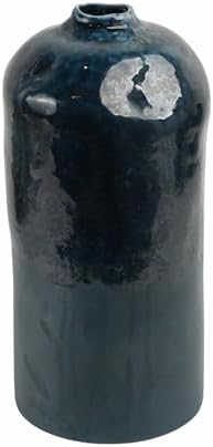 Polished Ceramic Vase for Bathroom Decor - Circle Earthenware Centerpiece for Home, Bedroom, Kitchen, and Living Room - Contemporary Flower Pots for Office, Entryway and Hallway - 14", Blue - Image 6