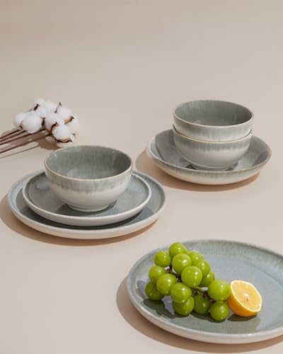 Pokini Stoneware Dinnerware Sets for 8, 24pcs Plates and Bowls Sets Dishes - Image 7