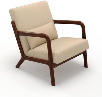 Garvee Mid Century Accent Chair, Upholstered Armchair with Lumbar Pillow - Image 7