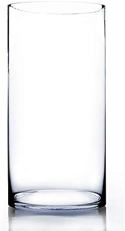 WGV Cylinder Vase Bulk, Width 8", Height 16", Clear Wide Large Diameter Flower Glassware, Floral Container, Planter Terrarium for Wedding Party Event, Home Accent Decor, 4 Pieces by WGVInternational-OpusGlassware