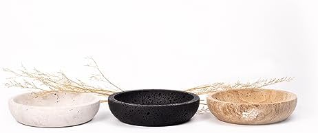 Shelf & Nook Travertine Decorative Bowls for Home Decor. Key Bowl for Entryway Table in a Choice of 5 Colors (White/Gray, Small) - Image 6