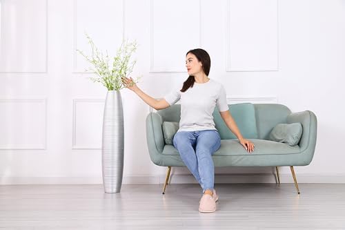 Leewadee Decorative Tall Floor Vase for Living Room Decor, 34 inches, Silver, Resin - Image 6