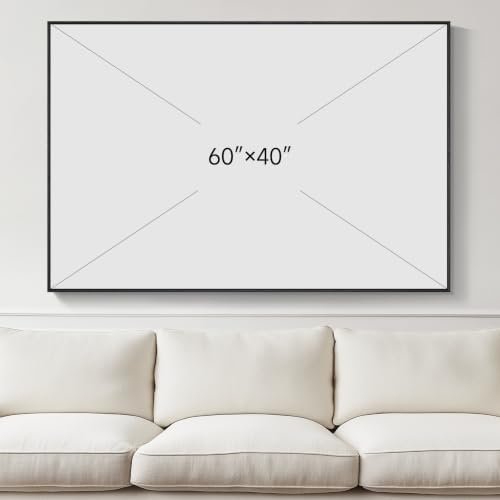 Extra Large Framed Blue Orange Abstract Cross Wall Art, Horizontal 60x40 In - Image 7