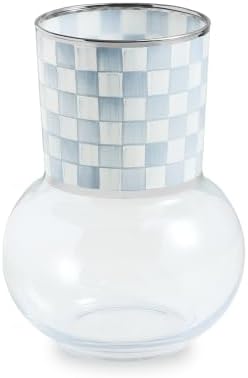 MACKENZIE-CHILDS Glass Vase, Light-Blue-and-White Sky Check by Unknown