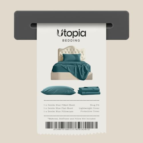 Twin XL Sheet Set, 3 Pieces 16" Deep Pocket Hotel Luxury Sheets, Denim Blue - Image 7