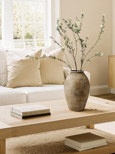 LE TAUCI Ceramic Flower Vase, 13.2 Inch Large Rustic Farmhouse Vase, Tall Floor Vase for Home Decor, Living Room Table & Mantel Centerpiece, Watertight & Sturdy, Sandstone Brown - Image 6