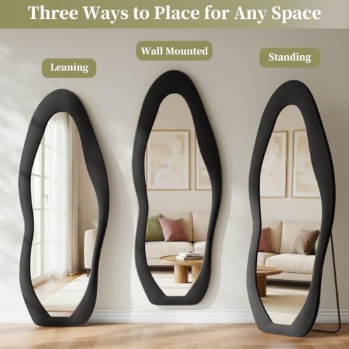 Koonmi Full Length Mirror 71"x30", Irregular Flannel Floor Mirrors - Image 7