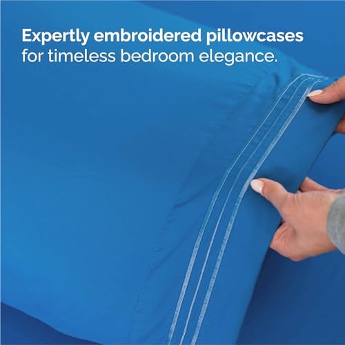 King Size 4 Piece Sheet Set - Breathable & Cooling Sheets - Royal Blue - Image 6