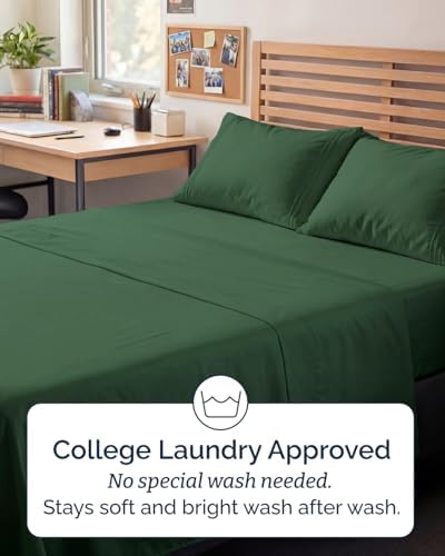 Full XL Sheets - 4 Piece Full XL Sheet Set - Soft & Cooling - Emerald Green - Image 6