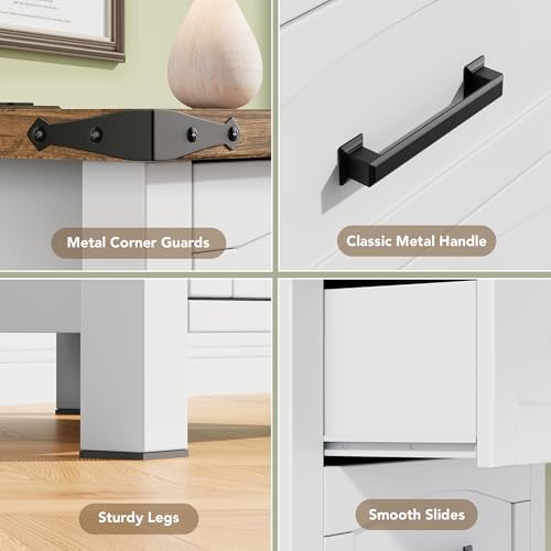 Decofy Farmhouse Nightstand with Charging Station, 3 Drawers - Image 6