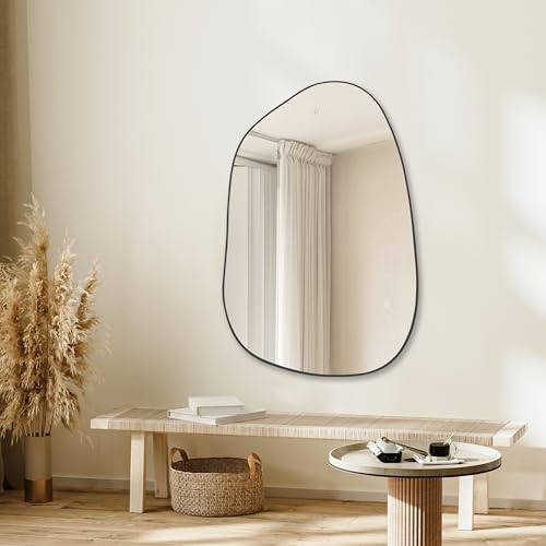 PERFNIQUE Irregular Wall Mirror Asymmetrical Mirror, 40''x26'' Black Mirror for Bathroom Bedroom Living Room Entryway, Decorative Modern Wall Decor, Wall Mounted Mirror (Black, 40" x 26") - Image 6