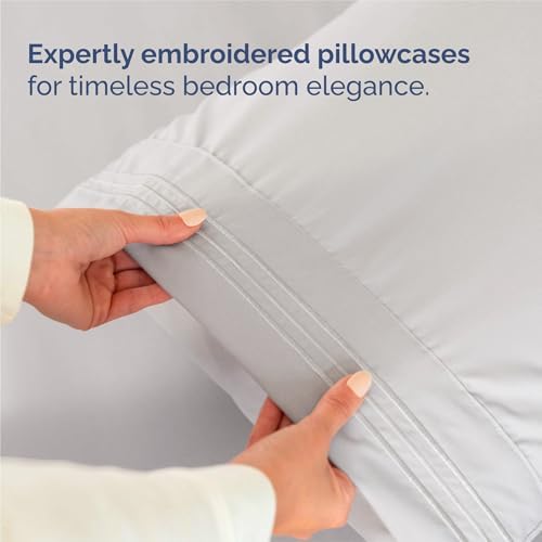 Split King Size 5 Piece Sheet Set - Breathable & Cooling - French Grey - Image 6