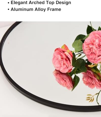 KOMCOTE Full Length Floor Mirror, 91x46 Inch Oversized Arched Standing Mirror in Black for Bedroom, Living Room, Dressing Room - Elegant Freestanding Leaning Mirror Decor - Image 6