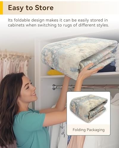 RELEANY Washable Area Rug, Small 2'6"x4', Blue/Orange/Red - Image 6