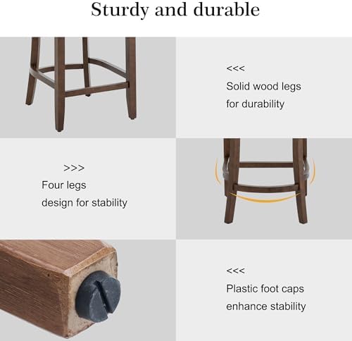 VKNOW Bar Stools Set of 6, 26" Fabric Counter Height Bar Stools, Brown - Image 6