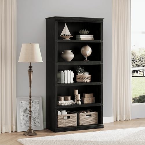 GarveeHome 5 Tier Farmhouse Bookcase, 67.4" Tall Book Shelf with Storage - Image 4