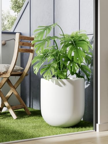 LE TAUCI 12 Inch Ceramic Pots for Plants, Large Planter, White - Image 6