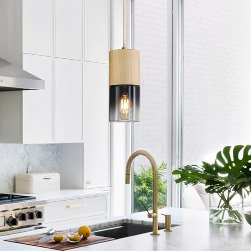 Gold Pendant Light Fixtures, Adjustable Modern Black Pendant Lights for Kitchen Island, Industrial Glass Pendant Lights for Dining Table Hallway Bedroom Living Room,1 Pack - Image 7
