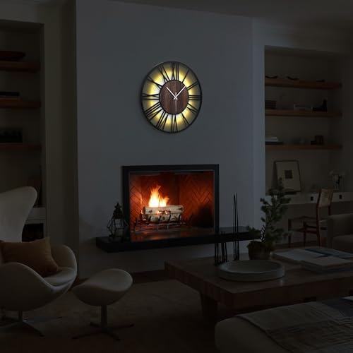 20" Silent Wall Clock – Glow Night Light, Battery Operated - Image 7