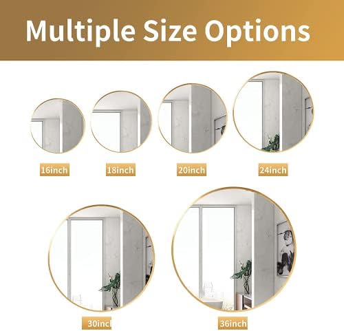 HARRITPURE Round Mirror 19.6" Gold Wall Mounted Circle Mirror with Aluminum Alloy Frame Modern Design for Bathroom, Living Room, Vanity, Bedroom, Entryway - Image 7