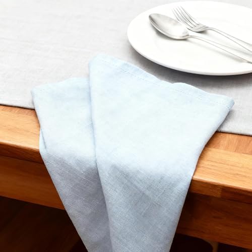 100% Pure Linen Napkins 18 x 18 Inch Baby Blue - Set of 6 Pack Oversized Dinner Table Cloth Napkin, Washable for Home,Kitchen and Everyday Use - Image 6