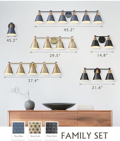 FEMILA Gold Light Fixture Bathroom, 6 Light Brushed Gold Vanity Light, 45.3" Bathroom Lighting Fixture Over Mirror, 4FG59B-6W BG - Image 7