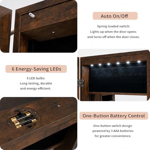 Over the Door Jewelry Organizer, Wall Mounted Jewelry Cabinet - Image 6