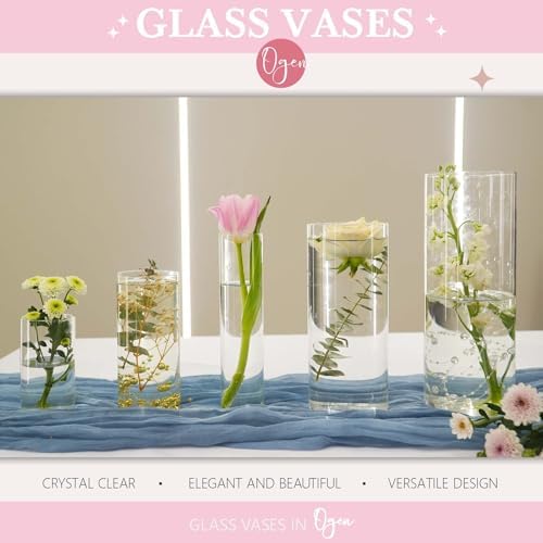 15pcs Cylinder Vases for Centerpieces Small Flower 4,6,7.5,8,10Inch Tall Clear Vase Home Decor Centerpiece Table Flower Vase Decorations for Wedding Decoration&Holiday - Image 6