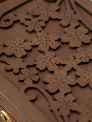 Changsuo Wooden Jewelry Box for Women, Organizer Box of Solid Wood with Lock and Key for Jewelries, Watches, Necklace, Ring, Lockable Storage Case (Rustic Brown) - Image 7