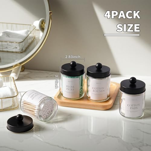 Bathroom Organizers and Storage,4 Pack,48 oz Total,Bathroom Accessories,Bathroom Decor,Bathroom Storage and Organization,Qtip Holder for Room Decor Aesthetic (Black lids) - Image 7