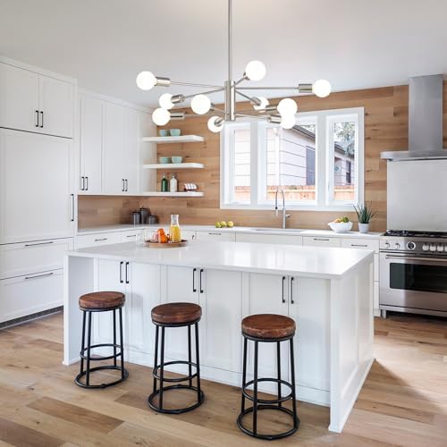 RUIYEY Modern Sputnik Chandeliers Light, 10 Lights Brushed Nickel Chandeliers for Dining Room, E26 Height Adjustable Chandelier Ceiling Lighting Fixture for Farmhouse Kitchen Island Living Room Foyer - Image 7