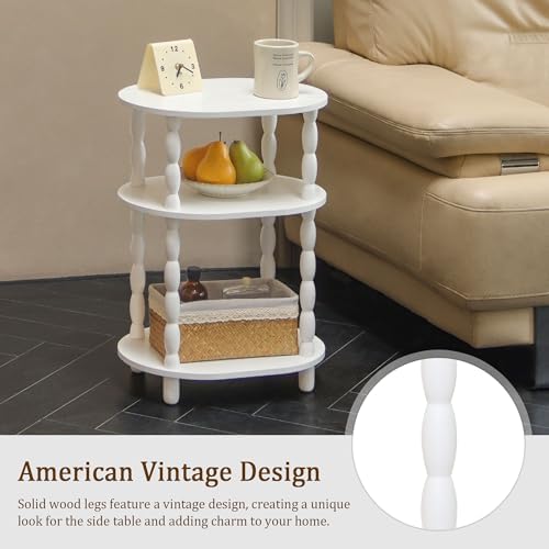 MaxSmeo White Side Table, 3-Tier Small Oval End Table, Modern Night Stand Wood Accent Table for Living Room, Bedroom, White - Image 6