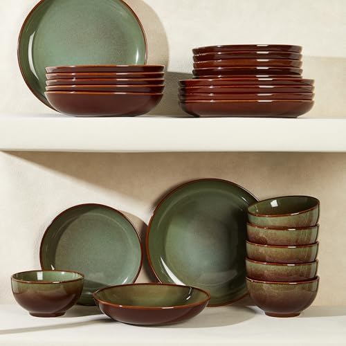 Pokini Stoneware Dinnerware Sets for 6, 24pcs Plates and Bowls Sets Dishes - Image 7
