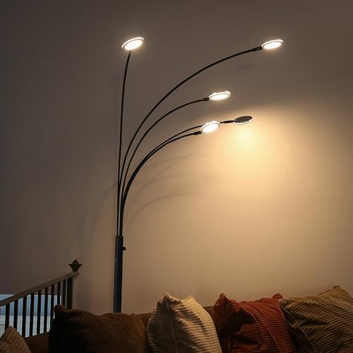 Brightech Orion Arc Floor Lamp for Living Room, Dimmable Tree Floor Lamp with 5 Adjustable Arms, Multi-Head Standing Lamp with Flexible Rotating LEDs for Bedroom - Bright Hanging Lighting - Black - Image 7