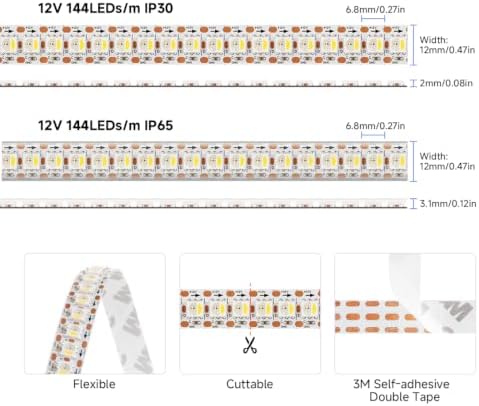 BTF-LIGHTING RGB+Natural White SK6812 LED Strip 3.28FT 144LED IP65 DC12V - Image 7