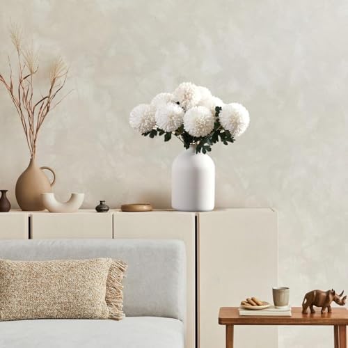 SilkSerenade Large White Matte Flower Vase for Bedroom Kitchen Living Room Table, Contemporary Farmhouse Decorative Arlo Flowers Iron Vases, Rustic Tall Earthy Wabi Sabi Modern Centerpieces Home Decor - Image 6