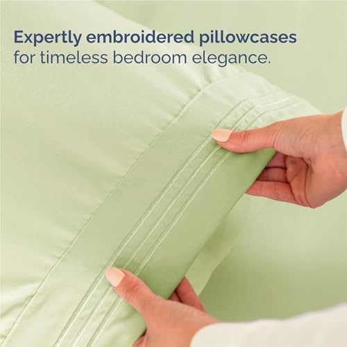 Full Size 4 Piece Sheet Set - Comfy Breathable & Cooling - Light Sage Green - Image 6