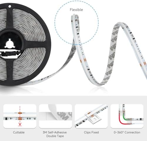 BTF-LIGHTING 24FT WS2811 Dual IC Chasing RGBCCT DC24V COB LED Strip Light - Image 7