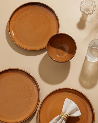 Pokini Stoneware Dinnerware Sets for 4, 12pcs Plates and Bowls Sets Dishes - Image 7