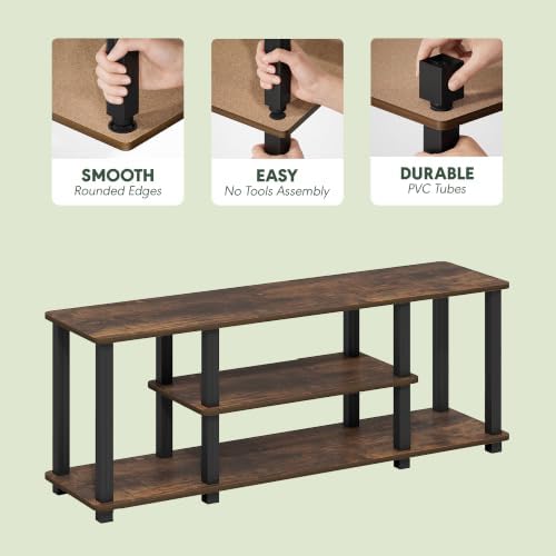 Furinno Turn-S-Tube 3-Tier Toolless Assembly TV Stand, Amber Pine - Image 6
