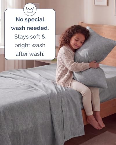Twin Size 3 Piece Sheet Set - Breathable & Cooling Sheets - Heathered Grey - Image 6