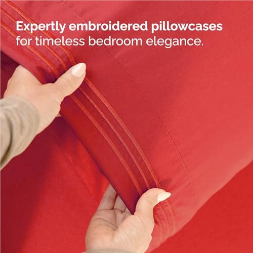 Full Size 4 Piece Sheet Set - Comfy Breathable & Cooling Bed Sheets - Red - Image 6