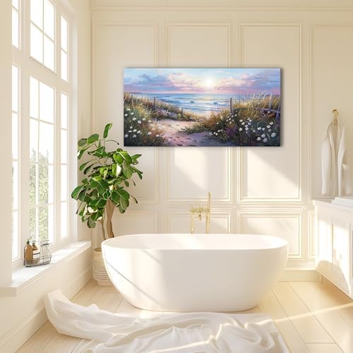 hyidecorart Canvas Wall Art For Living Room Wall DecorFor Bedroom Flower Beach Scenery Wall Painting Blue Ocean Pictures Artwork Office Decor Modern Framed Posters Home Decorations 20"X40" - Image 6