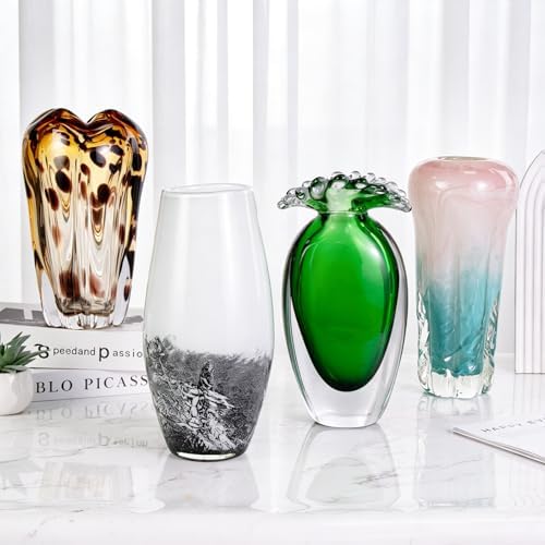 KAMMAK Glass Vase,Colored Hand Blown Decorative Vase - Image 7