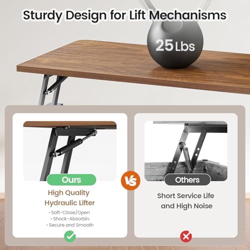 SEDETA 31.5" Lift Top Coffee Table with Storage, Square Coffee Tables for Living Room, Farmhouse Coffee Table with Large Hidden Storage Compartment and Adjustable Shelves, Blue - Image 6