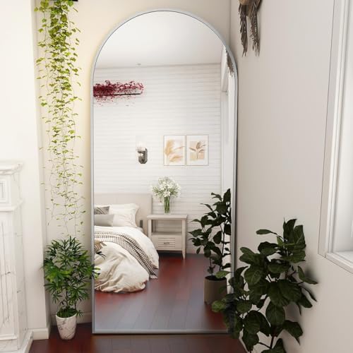 BEAUTYPEAK 71" x 26" Arch Full-Length Mirror with Stand, Silver - Image 7