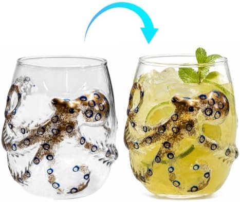 3D Ocean Animal Artisan Glassware Collection, Marine Animal Embossed Cup - Image 7