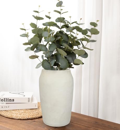 Briful 12'' Large Ceramic Rustic Vases Shabby Vintage Textured, 4.36'' Wide Mouth Pampas Vase for Fake Flowers Branches, Farmhouse Home Décor, Weddings Shelf Table Decor,Beige - Image 6